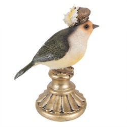 Clayre & Eef Decoratie Beeld Vogel 17 cm Grijs Polyresin