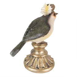 Clayre & Eef Decoratie Beeld Vogel 17 cm Grijs Polyresin