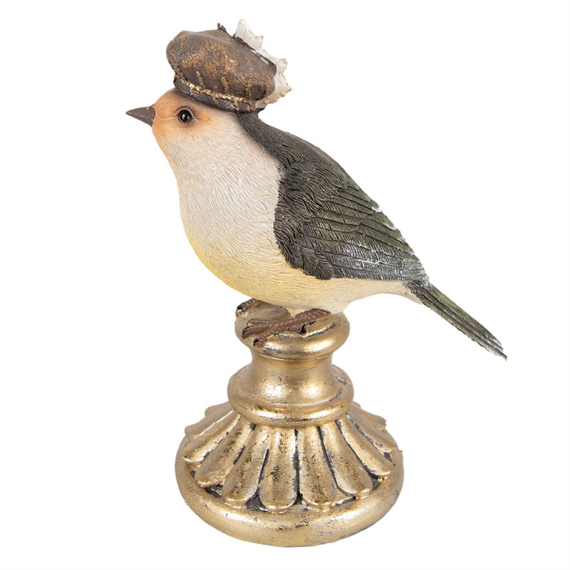 Clayre & Eef Decorative Figurine Bird 17 cm Grey Polyresin