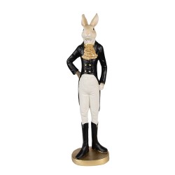 Clayre & Eef Figurine Lapin 20 cm Beige Noir Polyrésine