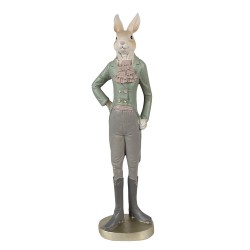 Clayre & Eef Statuetta Coniglio 20 cm Beige Verde Poliresina