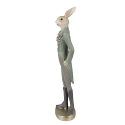 Clayre & Eef Figurine Lapin 20 cm Beige Vert Polyrésine