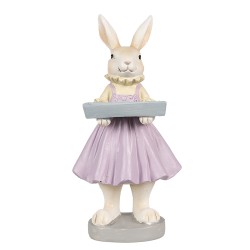 Clayre & Eef Figurine Lapin 10x8x20 cm Marron Violet Polyrésine