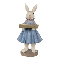 Clayre & Eef Figur Kaninchen 10x8x20 cm Beige Blau Polyresin