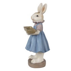 Clayre & Eef Figurine Lapin 10x8x20 cm Beige Bleu Polyrésine