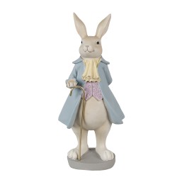 Clayre & Eef Figur Kaninchen 12x9x26 cm Beige Blau Polyresin