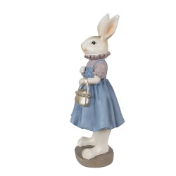 Clayre & Eef Figurine Rabbit 12x10x27 cm Beige Blue Polyresin