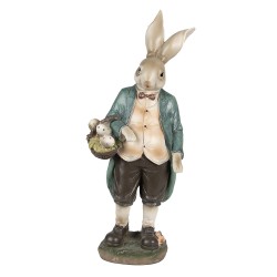 Clayre & Eef Figurine Lapin 38 cm Marron Vert Polyrésine