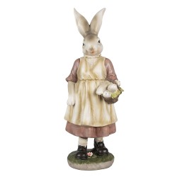 Clayre & Eef Figurine Lapin 38 cm Marron Rose Polyrésine