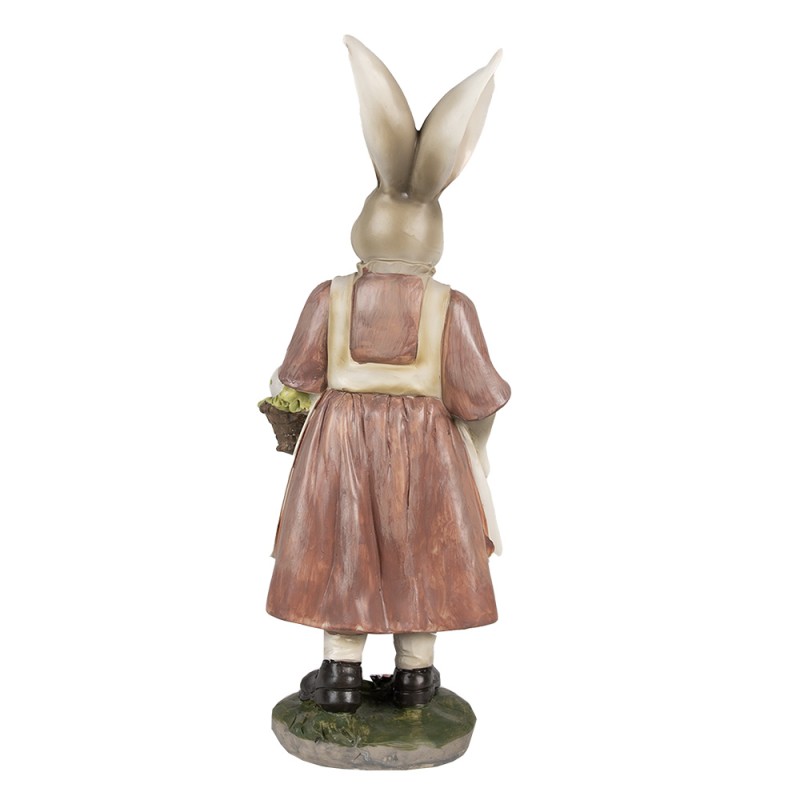 Clayre & Eef Figurine Lapin 38 cm Marron Rose Polyrésine