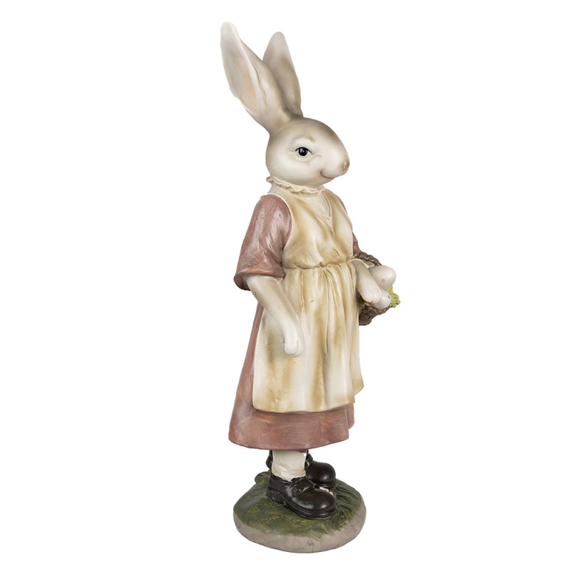 Clayre & Eef Figurine Lapin 38 cm Marron Rose Polyrésine