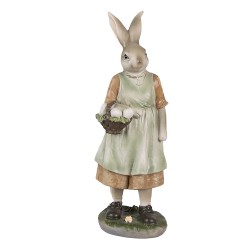 Clayre & Eef Figurine Lapin 25 cm Marron Vert Polyrésine