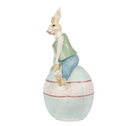 Clayre & Eef Figurine Lapin 31 cm Marron Bleu Polyrésine