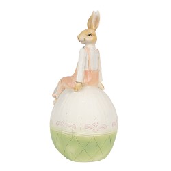 Clayre & Eef Figurine Lapin 24 cm Marron Vert Polyrésine