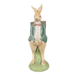 Clayre & Eef Figurine Lapin 30 cm Marron Vert Polyrésine