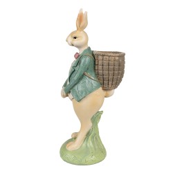 Clayre & Eef Figurine Lapin 30 cm Marron Vert Polyrésine