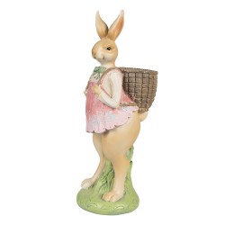 Clayre & Eef Figurine Lapin 31 cm Marron Rose Polyrésine