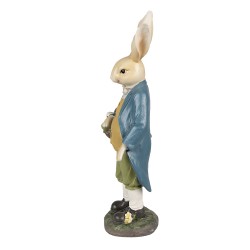 Clayre & Eef Figurine Lapin 38 cm Marron Bleu Polyrésine