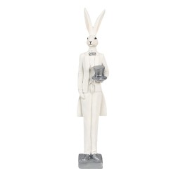 Clayre & Eef Statuetta Coniglio 32 cm Bianco Color argento Poliresina