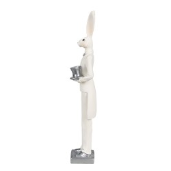 Clayre & Eef Figurine Lapin 32 cm Blanc Couleur argent Polyrésine