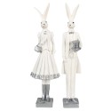 Clayre & Eef Figur Kaninchen 32 cm Weiß Silberfarbig Polyresin