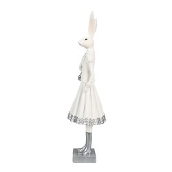 Clayre & Eef Figurine Lapin 32 cm Blanc Couleur argent Polyrésine