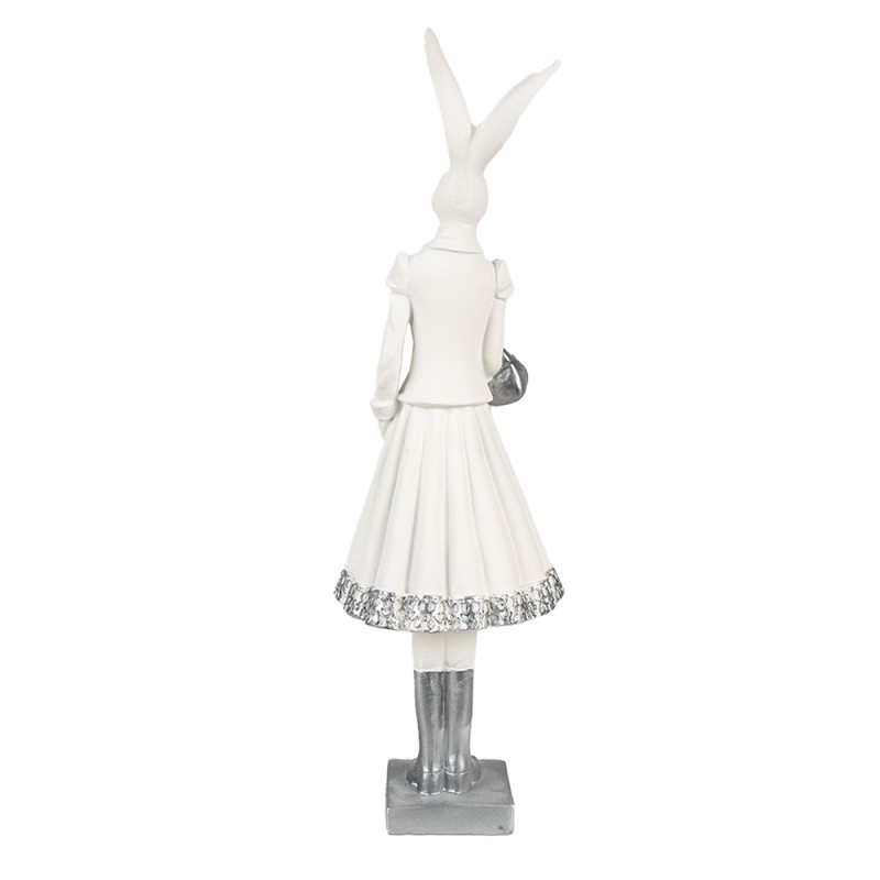 Clayre & Eef Figur Kaninchen 32 cm Weiß Silberfarbig Polyresin