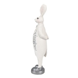 Clayre & Eef Statuetta Coniglio 30 cm Bianco Color argento Poliresina