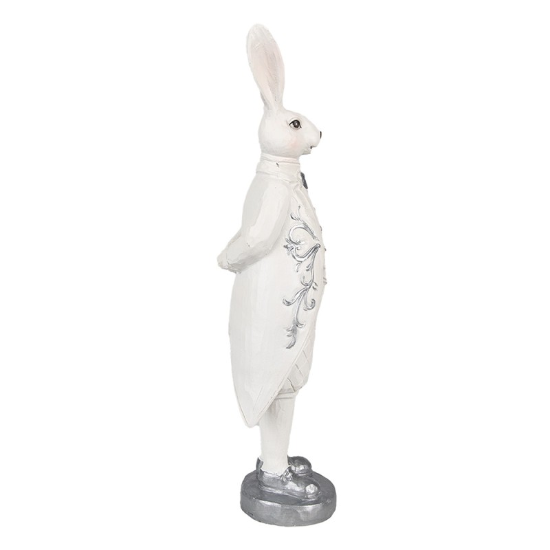 Clayre & Eef Figur Kaninchen 30 cm Weiß Silberfarbig Polyresin