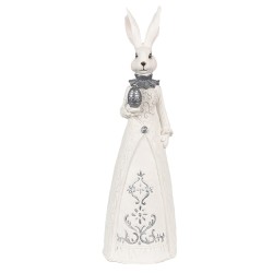 Clayre & Eef Figurine Rabbit 30 cm White Silver colored Polyresin