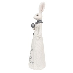 Clayre & Eef Figurine Rabbit 30 cm White Silver colored Polyresin