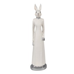 Clayre & Eef Figurine Lapin 41 cm Blanc Polyrésine