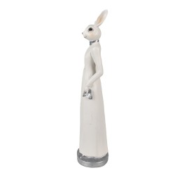 Clayre & Eef Figurine Lapin 41 cm Blanc Polyrésine