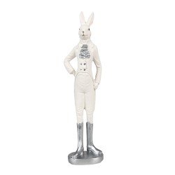 Clayre & Eef Statuetta Coniglio 28 cm Bianco Poliresina