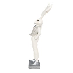 Clayre & Eef Figurine Lapin 36 cm Blanc Couleur argent Polyrésine