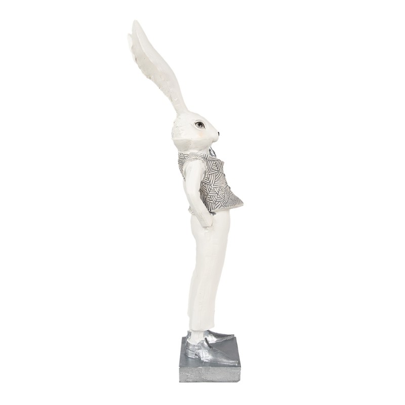 Clayre & Eef Figur Kaninchen 36 cm Weiß Silberfarbig Polyresin