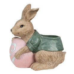 Clayre & Eef Planter Rabbit 30 cm Brown Green Polyresin