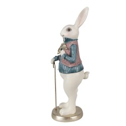 Clayre & Eef Figurine Lapin 32 cm Blanc Bleu Polyrésine