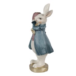 Clayre & Eef Statuetta Coniglio 20 cm Bianco Blu  Poliresina