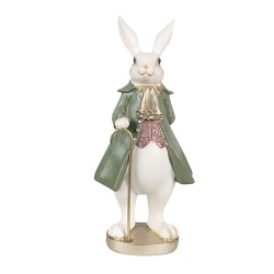 Clayre & Eef Statuetta Coniglio 26 cm Beige Verde Poliresina