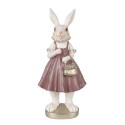 Clayre & Eef Figurine Lapin 27 cm Blanc Rose Polyrésine