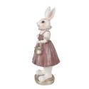 Clayre & Eef Figurine Lapin 27 cm Blanc Rose Polyrésine