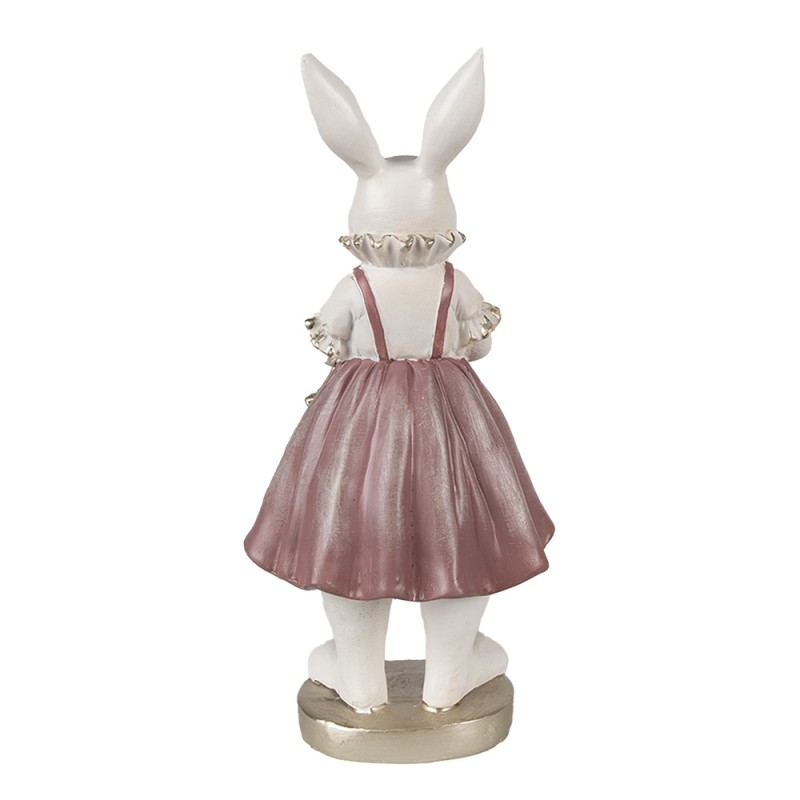 Clayre & Eef Figurine Lapin 27 cm Blanc Rose Polyrésine