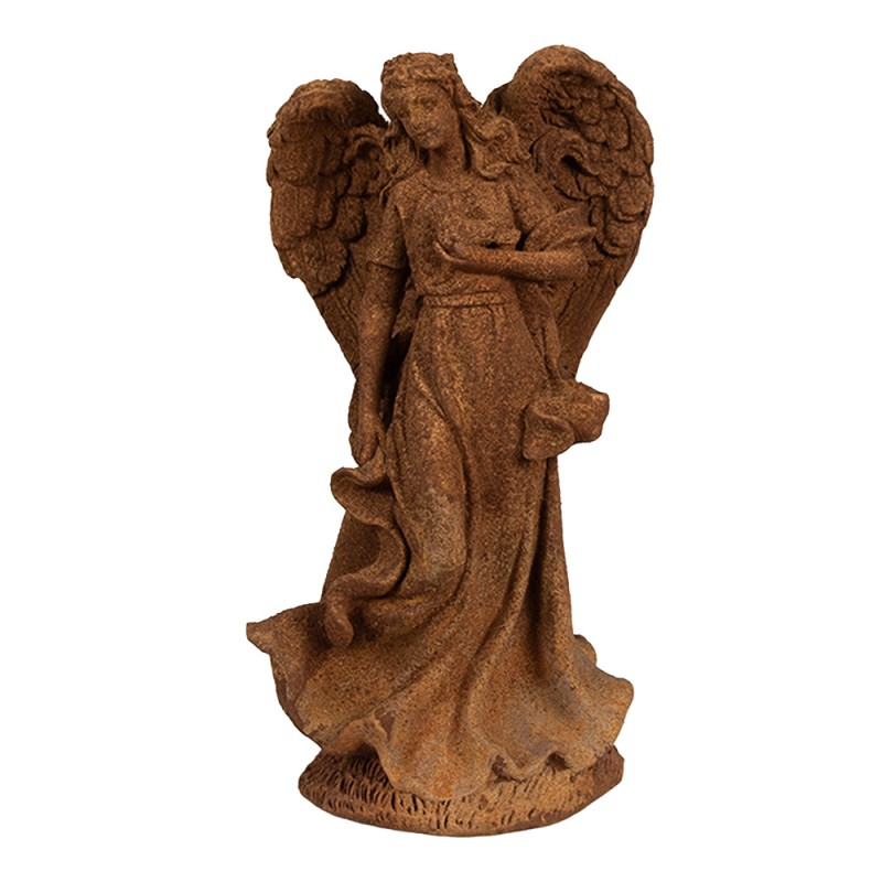 Clayre & Eef Statuetta decorativa Angelo 23 cm Marrone Poliresina