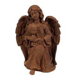 Clayre & Eef Statuetta decorativa Angelo 18 cm Marrone Poliresina