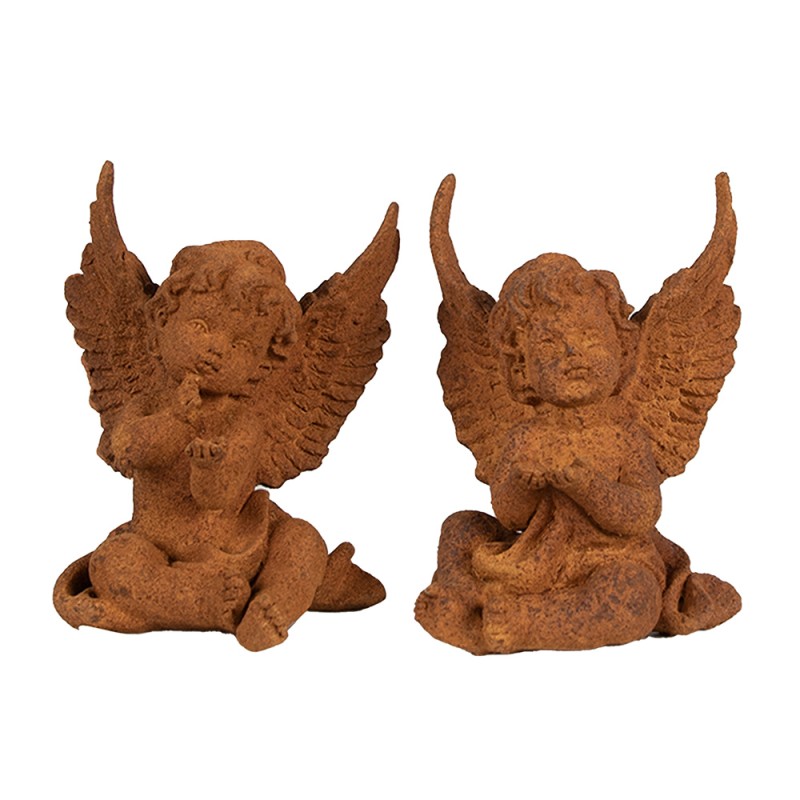 Clayre & Eef Figurine décorative Ange 12 cm Marron Polyrésine