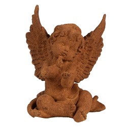 Clayre & Eef Decoratie Beeld Engel 11 cm Bruin Polyresin