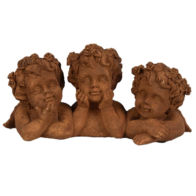 Clayre & Eef Decoratie Beeld Engel 26x9x13 cm Bruin Polyresin