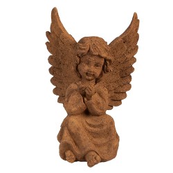 Clayre & Eef Decoratie Beeld Engel 15 cm Bruin Polyresin