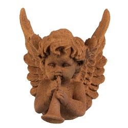 Clayre & Eef Statuetta decorativa Angelo 12 cm Marrone Poliresina